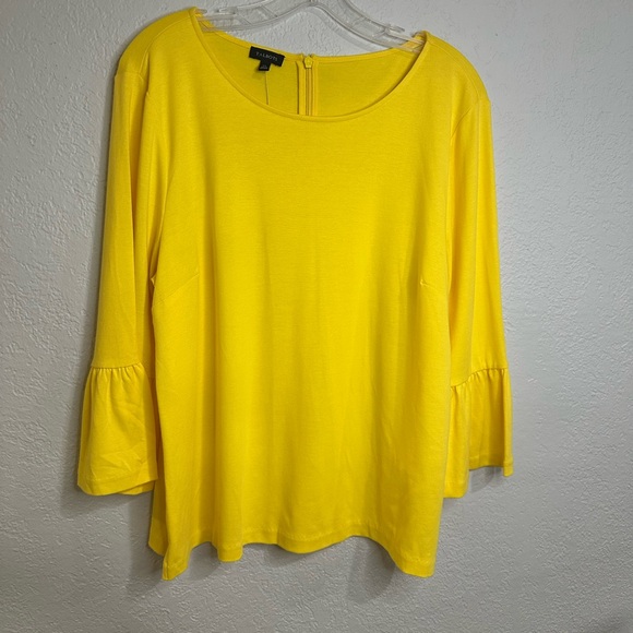 Talbots Yellow Ruffle Sleeve Top Size XL - Picture 8 of 15